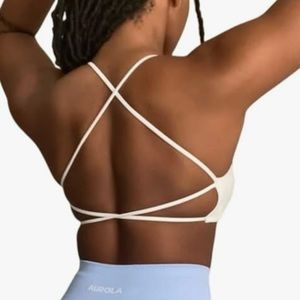 Aurola backless white sports bra